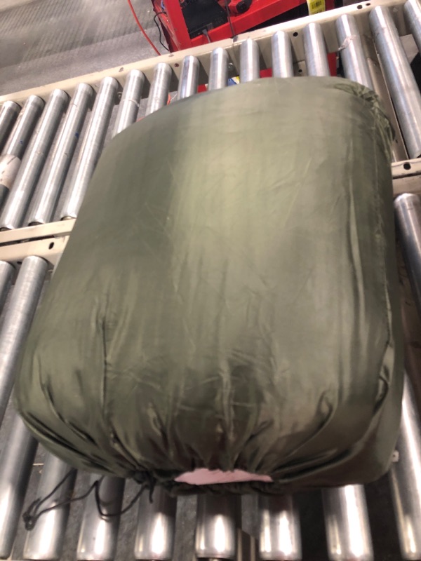 Photo 3 of Amazon Basics 3-Season 40 Degree F Sleeping Bag for Camping and Hiking, Two Person Queen Sized, Olive Green Double