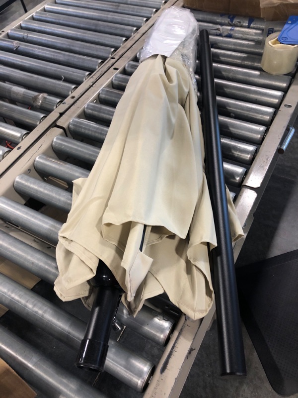 Photo 4 of Punchau 6 Ft Outdoor Patio Umbrella, Easy Open/Close Crank and Push Button Tilt Adjustment - Beige Market Umbrellas 6 Foot Beige