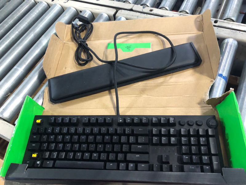 Photo 3 of Razer Huntsman V2 Optical Gaming Keyboard: Fastest Linear Optical Switches Gen-2 w/Sound Dampeners & 8000Hz Polling Rate - Doubleshot PBT Keycaps - Dedicated Media Keys & Dial - Ergonomic Wrist Rest Classic Black Keyboard Huntsman V2 Linear Optical Switch