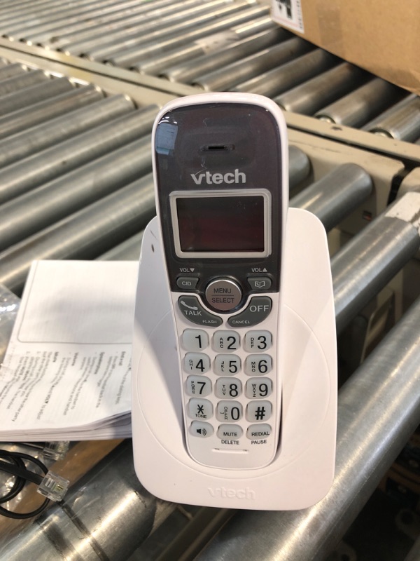 Photo 2 of VTech VG101 DECT 6.0 Cordless Phone for Home, Blue-White Backlit Display, Backlit Big Buttons, Full Duplex Speakerphone, Caller ID/Call Waiting, Easy Wall Mount, Reliable 1000 ft Range (White/Grey) Caller ID White