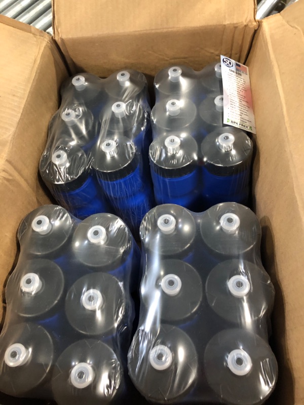 Photo 1 of 50 Strong Sports Squeeze Water Bottle Bulk Pack - 24 Bottles - 22 oz. BPA Free Easy Open Push/Pull Cap - Made in USA (Blue)