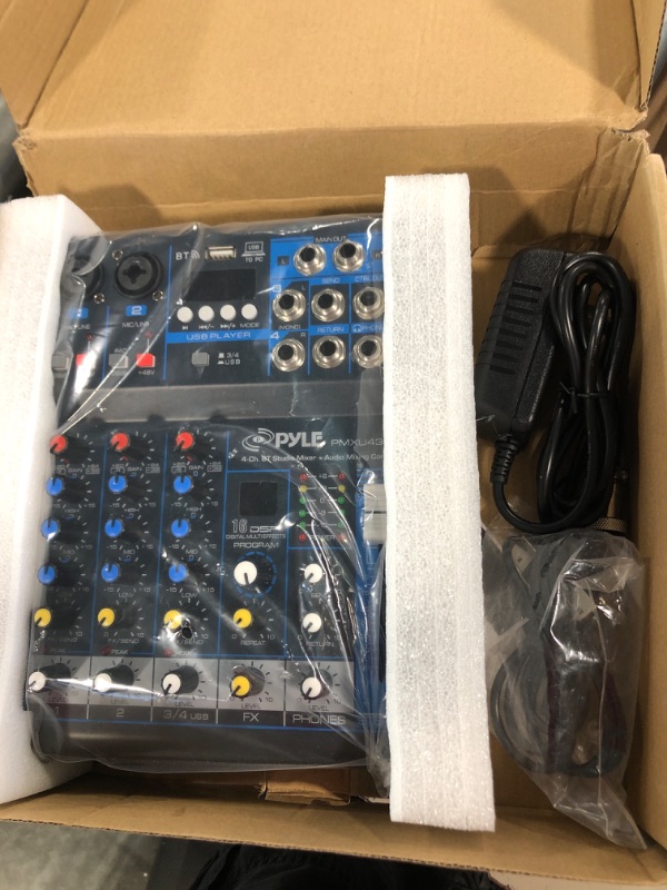 Photo 1 of Pyle Professional Audio Mixer Sound Board Console System Interface 4 Channel Digital USB & Hosa CPR-204 Dual 1/4" TS to Dual RCA Stereo Interconnect Cable, 4 Meters Interface + Cable