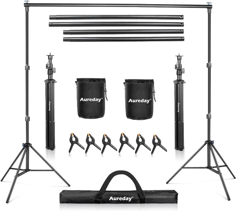 Photo 1 of Aureday Backdrop Stand, Adjustable Photo Backdrop Stand Kit for Parties/Wedding/Photography/Festival Decoration