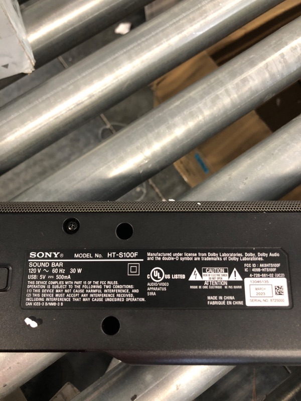Photo 1 of Sony S100F 2.0ch Soundbar with Bass Reflex Speaker, Integrated Tweeter and Bluetooth, (HTS100F), easy setup, compact, home office use with clear sound black