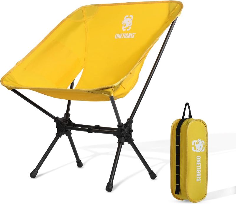 Photo 1 of OneTigris Camping Backpacking Chair, 330 lbs Capacity, Compact Portable Folding Chair for Camping Hiking Gardening Travel Beach Picnic Lightweight Backpacking (Yellow) - 2 pack