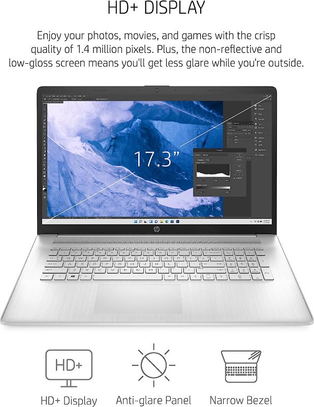 Photo 1 of HP 17-inch Laptop, 11th Generation Intel Core i5-1135G7, Iris Xe Graphics, 8 GB RAM, 256 GB SSD, Windows 11 Home