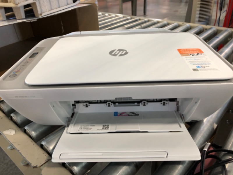 Photo 1 of HP DeskJet 2755e Wireless Color All-in-One Printer with bonus 6 months Instant Ink (26K67A), white