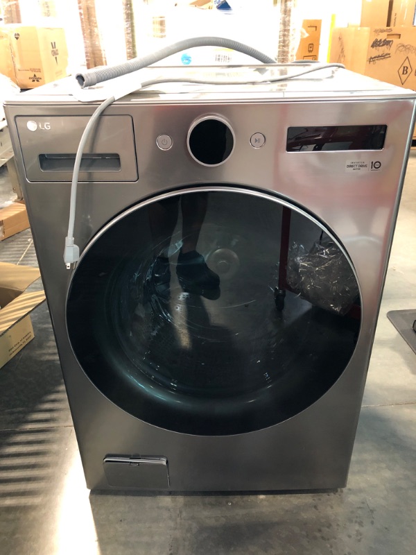 Photo 2 of 4.5 cu.ft. Ultra Large Front Load Washer with AIDD, TurboWash, Steam and WiFi Connectivity, Graphite Steel