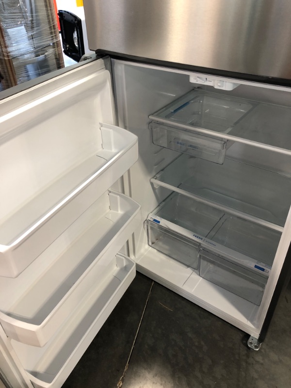 Photo 5 of Frigidaire Garage-Ready 18.3-cu ft Top-Freezer Refrigerator (Fingerprint Resistant Stainless Steel) Model #LFTR1835VF