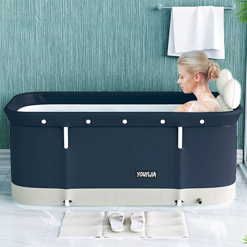 Photo 1 of W WEYLAN TEC 47 inch Foldable Bath Tub Wide Bathtub with Bath Pillow Bath Seat Concise