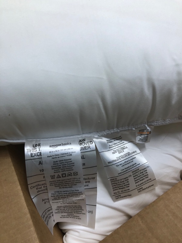 Photo 2 of Amazon Basics Down Alternative Bed Pillows, Medium Density for Back and Side Sleepers - Standard, 2-Pack,white Standard (Pack of 2) Medium Pillow (Pack of 2)