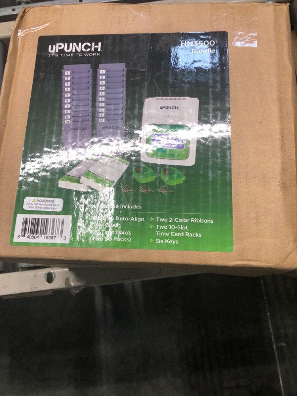 Photo 1 of uPunch Time Clock Bundle with 100 Cards, 2 Ribbons, 2 Time Cards Racks, & 6 Keys (HN3500)