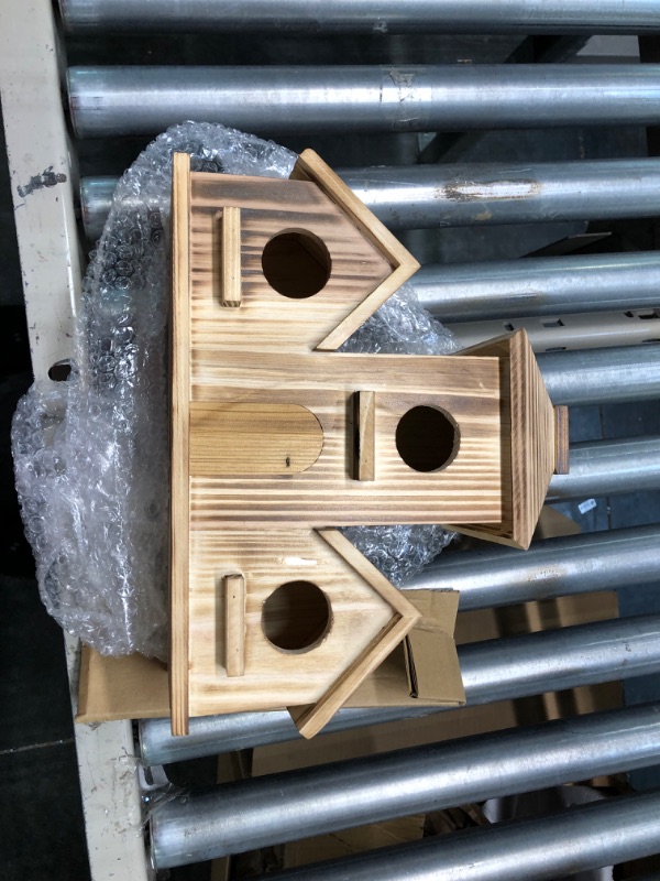 Photo 2 of COLEBA Bird Houses for Outside, Outdoor 3 Hole Bird House Room for 3 Bird Families Bluebird Finch Cardinals Hanging Birdhouse for Garden (3 Rooms)