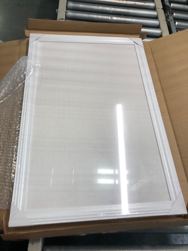 Photo 1 of SKL Products Cork Board - 30" x 20" Large, Framed, White Bulletin Board for School, Home, Kitchen & Office Walls 30" x 20" White