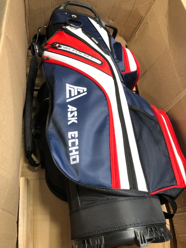 Photo 3 of ASK ECHO Premium Golf Cart Bag with 14 Way Full Length Dividers Plus Putter Tube Navy Blue