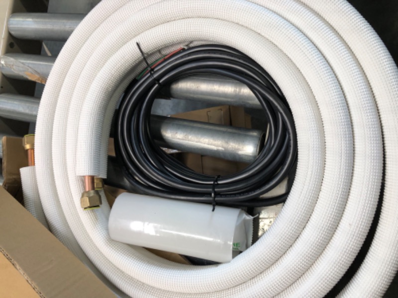 Photo 3 of ICOOL 16 Ft. Mini Split Line Set, 1/4" & 1/2" O.D. Twin Copper Pipes, 3/8" Thickened PE Insulated Coil Copper Line for Air Conditioner HVAC Refrigeration and Heating Equipment, with Fittings 16 Ft. 1/4" & 1/2" with Fittings