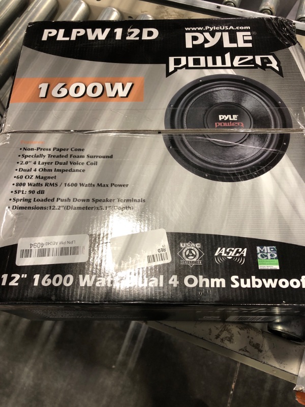 Photo 2 of Pyle 12' Car Audio Speaker Subwoofer - 1600 Watt High Power Bass Surround Sound Stereo Subwoofer Speaker System - Non Press Paper Cone, 90 dB, 40 Ohm, 60 oz Magnet, 2 Inch 4 Layer Voice Coil -PLPW12D 12-inch 1600 Watts 2-inch dual voice coil 4-ohm