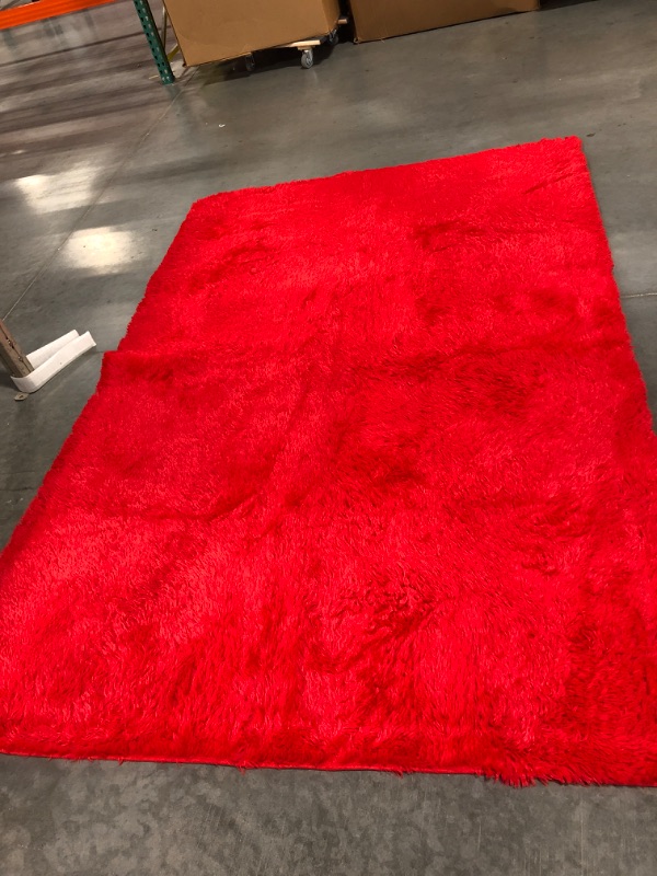 Photo 1 of Amearea Shag Fluffy Area Rug for Bedroom Girls Living Room, Extra Soft and Fuzzy Shaggy Rugs, Non Slip, Solid Color Carpet Mat for Boys Nursery Home, Red 6x9 Feet 6x9 Feet Red