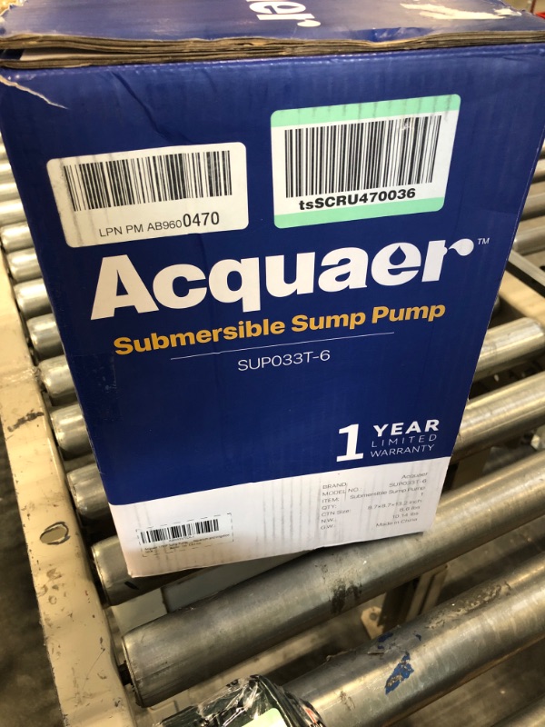 Photo 2 of Acquaer 1/3HP Sump Pump, 3040GPH Submersible Clean/Dirty Water Pump with Automatic Float Switch and 10ft Power Cord Sub Pump for Basement, Pool, Pond, Drain, Flooded Cellar, Aquarium and Irrigation 1/3HP 3040GPH