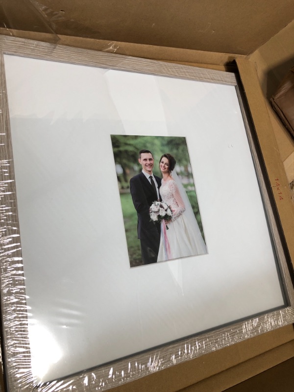 Photo 3 of Americanflat 14x14 Driftwood Wedding Signature Picture Frame Displays 5x7 Photo with Polished Glass Driftwood 14x14 1 Pack