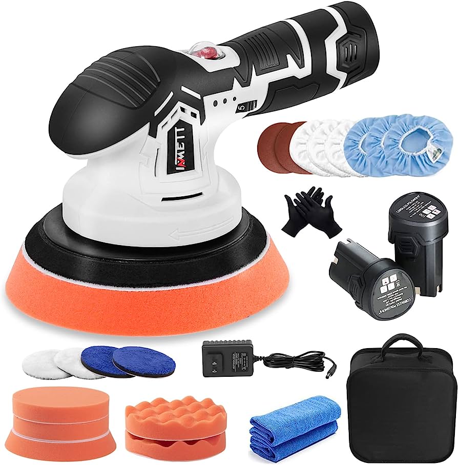 Photo 1 of Cordless Car Buffer Polisher INMETT- with 2pcs 12V Lithium Rechargeable Battery Brushless Polisher with Variable Speed, Portable Buffer Kit for Waxing,Buffing,Sanding