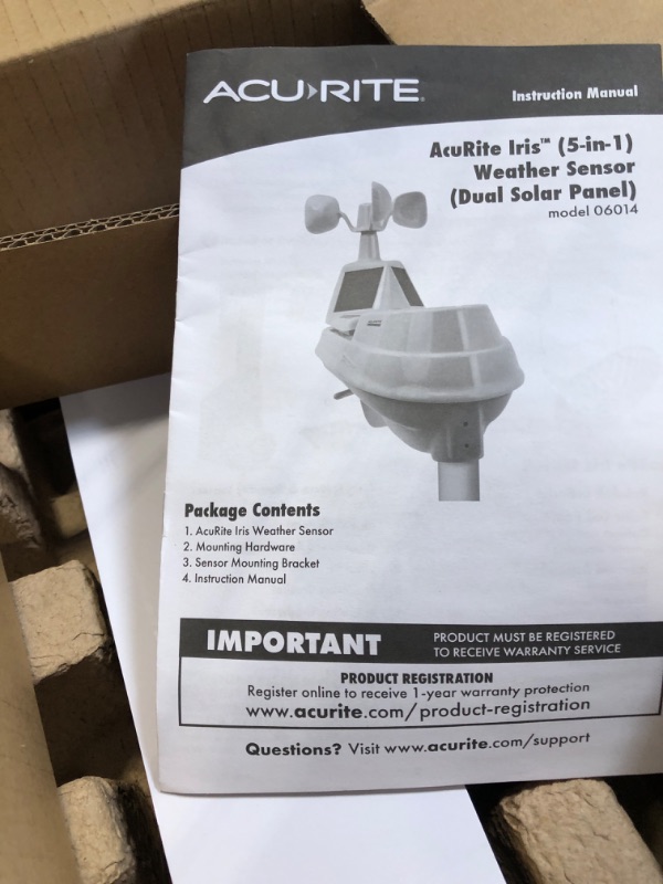 Photo 1 of AcuRite Iris 06014 PRO+ (5-in-1) Weather Sensor with Rain Gauge, Wind Speed, Wind Direction, Temperature and Humidity