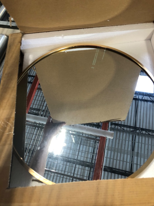 Photo 3 of Amgngala Gold Round Mirror, Wall Mirrors with Hooks and Metal Framed, Round Wall Mirror for Bathroom, Bedroom, Entryway, Living Room, Vanity Room and Modern Decor Gold"