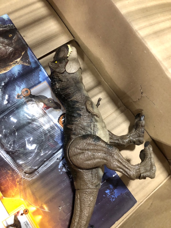 Photo 3 of ?Jurassic World Dominion Dinosaur T Rex Toy, Thrash ‘N Devour Tyrannosaurus Rex Action Figure with Sound and Motion???? Frustration Free Packaging