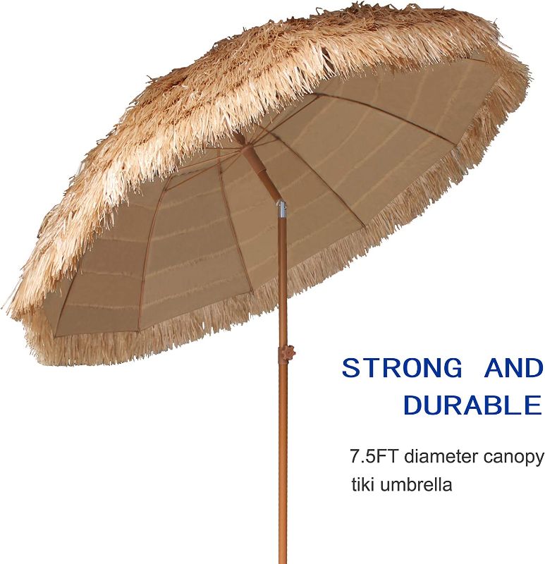 Photo 1 of 7.5ft Hula Thatched Tiki Umbrella Hawaiian Style Beach Patio Umbrella 