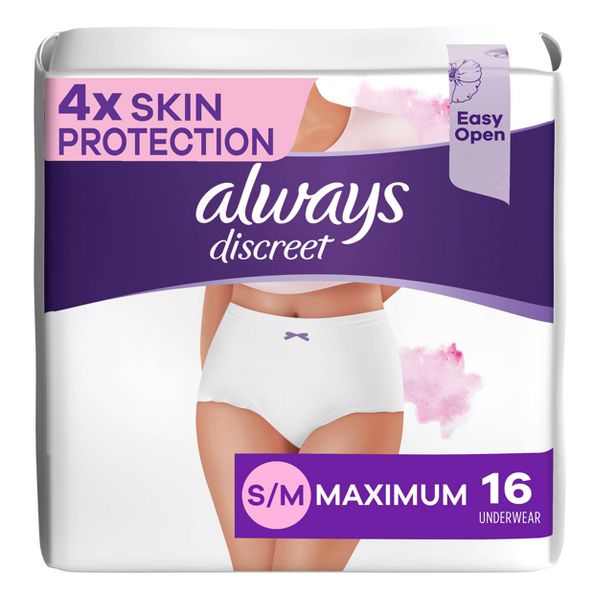 Photo 1 of Always Discreet for Sensitive Skin Maximum Plus Underwear White 16 Count (Pack of 1)