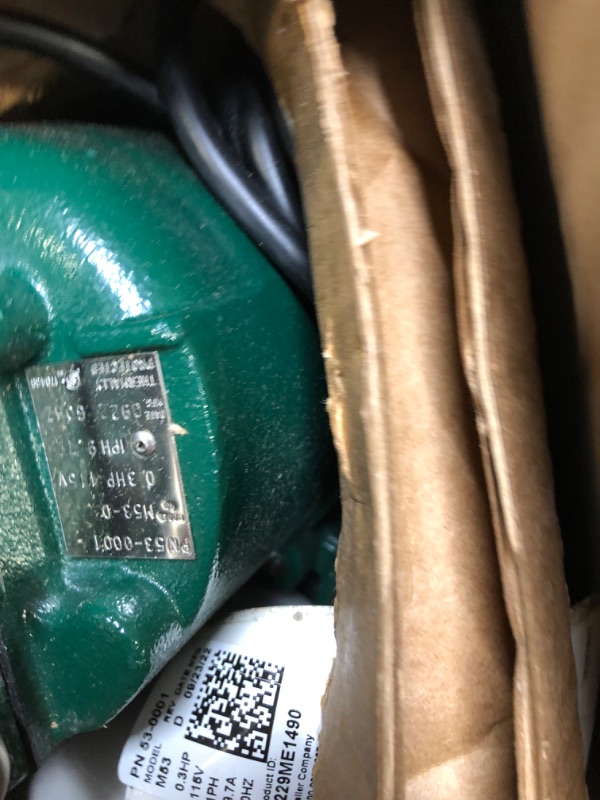 Photo 1 of Zoeller M53 Mighty-mate Submersible Sump Pump, 1/3 Hp
