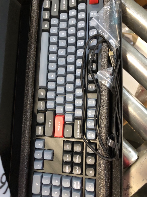 Photo 1 of Keychron V6 Wired Custom Mechanical Keyboard, Full-Size QMK/VIA Programmable Macro with Hot-swappable Keychron K Pro Red Switch Compatible with Mac Windows Linux (Frosted Black-Translucent)
