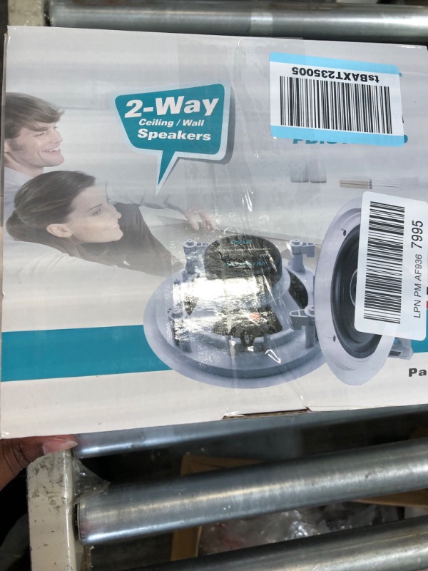 Photo 2 of Pyle Pair 6.5” Flush Mount In-wall In-ceiling 2-Way Home Speaker System Spring Loaded Quick Connections Dual Polypropylene Cone Polymer Tweeter Stereo Sound 200 Watts (PDIC1661RD) White