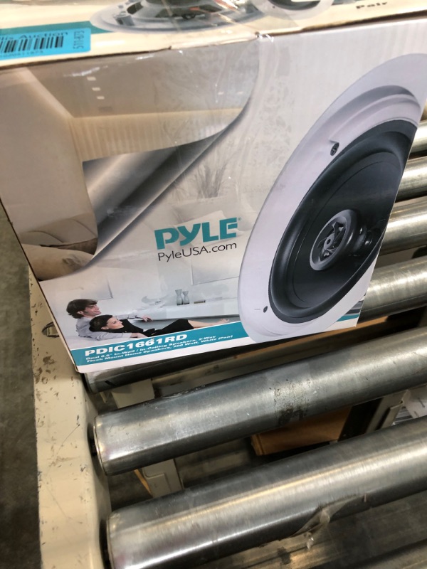 Photo 1 of Pyle Pair 6.5” Flush Mount In-wall In-ceiling 2-Way Home Speaker System Spring Loaded Quick Connections Dual Polypropylene Cone Polymer Tweeter Stereo Sound 200 Watts (PDIC1661RD) White