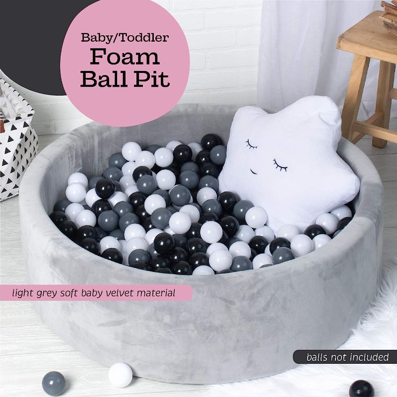 Photo 2 of Hoovy Ball Pit Gray | Modern Ball Pit | Stylish Ball Pit | Foam Ball Bit | Extra Soft for Children and Toddlers | Makes a Great Gift (Just Ball Pit)
