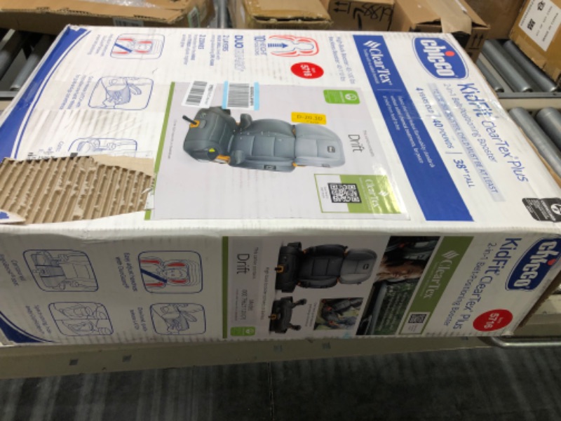 Photo 1 of Chicco KidFit ClearTex Plus 2-in-1 Belt-Positioning Booster Car Seat, Backless and High Back Booster Seat, for Children Aged 4 Years and up and 40-100 lbs. | Drift/Grey KidFit Plus with ClearTex® No Chemicals Drift/Grey