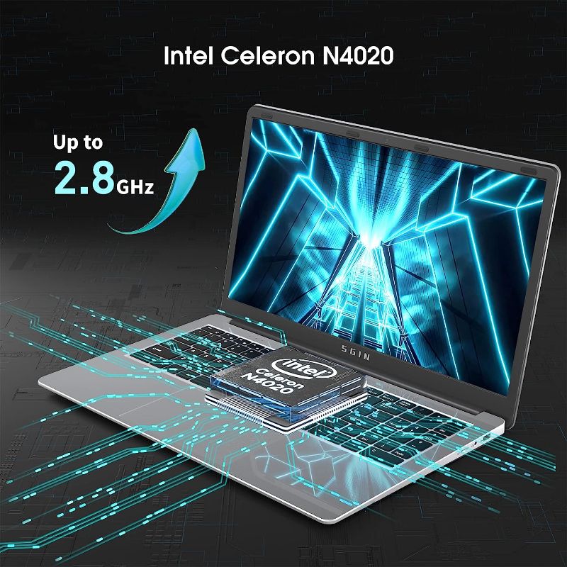Photo 1 of SGIN Laptop 15.6 Inch, 4GB DDR4 128GB SSD Windows 11 Laptops with Intel Celeron N4020C(up to 2.8 GHz), Intel UHD Graphics 600, Mini HDMI, WiFi, Webcam, USB3.0, Bluetooth 4.2****TESTED IN WAREHOUSE CIRCLE ON SCREEN NEVER WENT TO HOME SCREEN****
