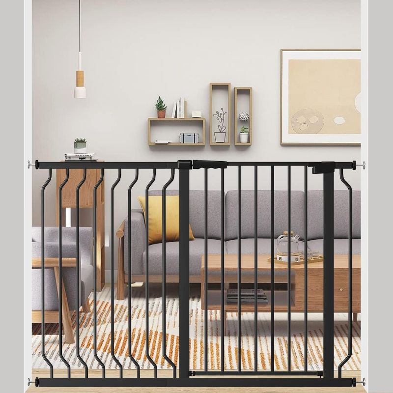 Photo 1 of ALLAIBB Black 40.55" Extra Tall Wide Baby Gate Pressure Mounted Walk Through Child Kids Safety Toddler Tension Pet Dog Gates with Extension for Doorways Kitchen
