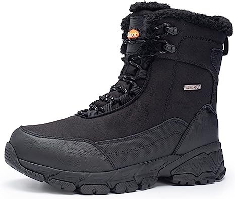 Photo 1 of SHULOOK Men's Snow Boots Waterproof Warm Fur Lined Winter Hiking Boot Non-slip Outdoor Ankle High-top Shoes Work Hiker Trekking Trail SIZE 9.5