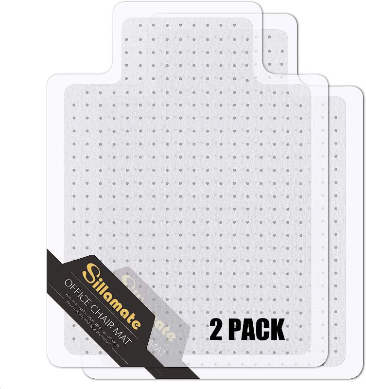Photo 1 of Sillamate 2 Pack 36'' x 48'' Office Chair Mat for Carpeted Floors, Flat Packed, Easy Lay Flat, Heavy Duty Floor Mat,Eco-Friendly Series Studded Carpet Desk Chair Mats
