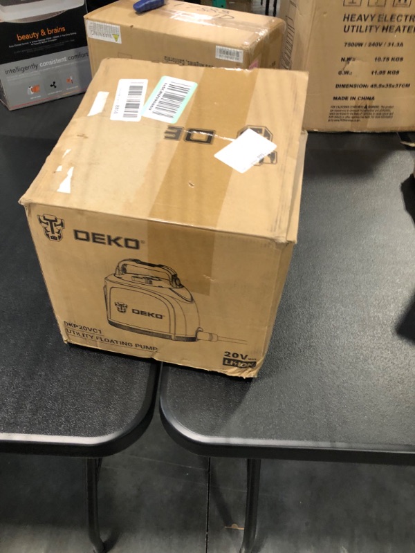 Photo 1 of DEKOPRO Battery Powered Sump Pump 20V Li-ion Utility Pump with Unique Floating Design for Carrying Anywhere Anytime and Keep Pump from Sucking Any Mud or Silt