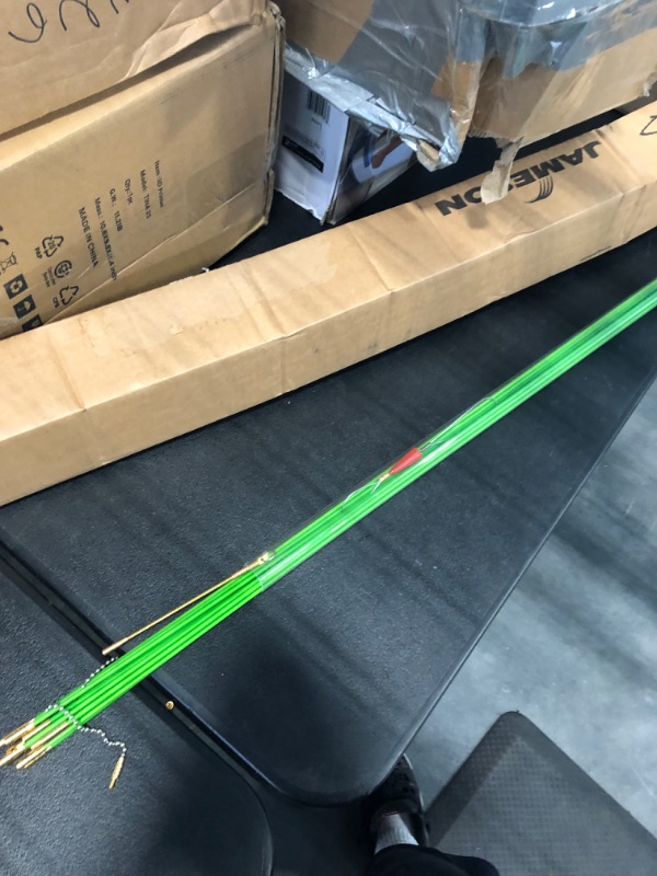 Photo 3 of 50 Feet Fiberglass Cable Wire Running Rod Coaxial Electrical Connectable Fish Tape Pull Kit, Kit with Glow Rod, Hook Hole, Green