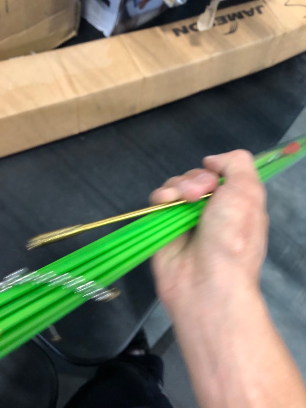Photo 1 of 50 Feet Fiberglass Cable Wire Running Rod Coaxial Electrical Connectable Fish Tape Pull Kit, Kit with Glow Rod, Hook Hole, Green