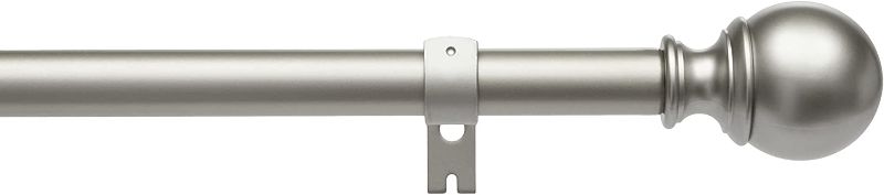 Photo 1 of Amazon Basics 1-Inch Curtain Rod with Round Finials - 1-Pack, 36 to 72 Inch, Nickel