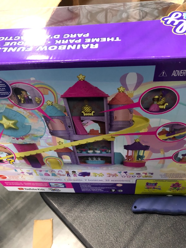 Photo 4 of olly Pocket Rainbow Funland Theme Park, 3 Rides, 7 Play Areas, Polly and Shani Dolls, 2 Unicorns & 25 Surprise Accessories (30 Total Play Pieces), Great Gift for Ages 4 Years Old & Up