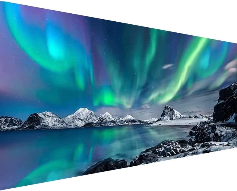 Photo 1 of 5D Diamond Art Painting ?Large Aurora Diamond Painting Kits for Adults?DIY Full Drill Crystal Rhinestone Lake Arts and Crafts ?Gem Art Painting with Diamond Home Wall Decor Mountain(27.5 X 15.7inch)