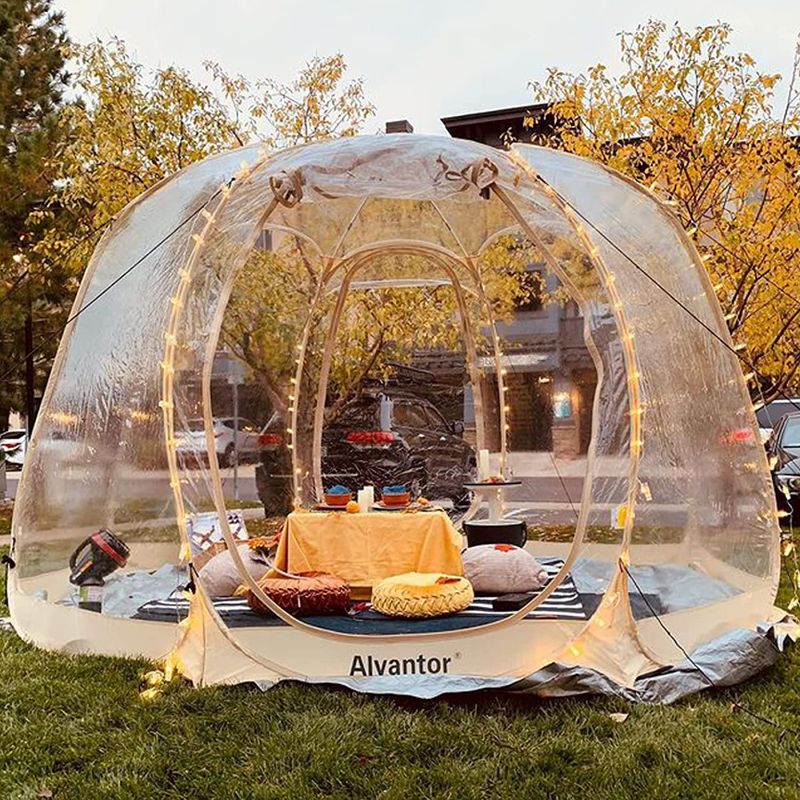 Photo 1 of Alvantor Pop Up Bubble Tent - 12’ x 12’ Instant Igloo Tent - 8-10 Person Screen House for Patios - Large Oversize Weather Proof Pod - Cold Protection Camping Tent - Beige
