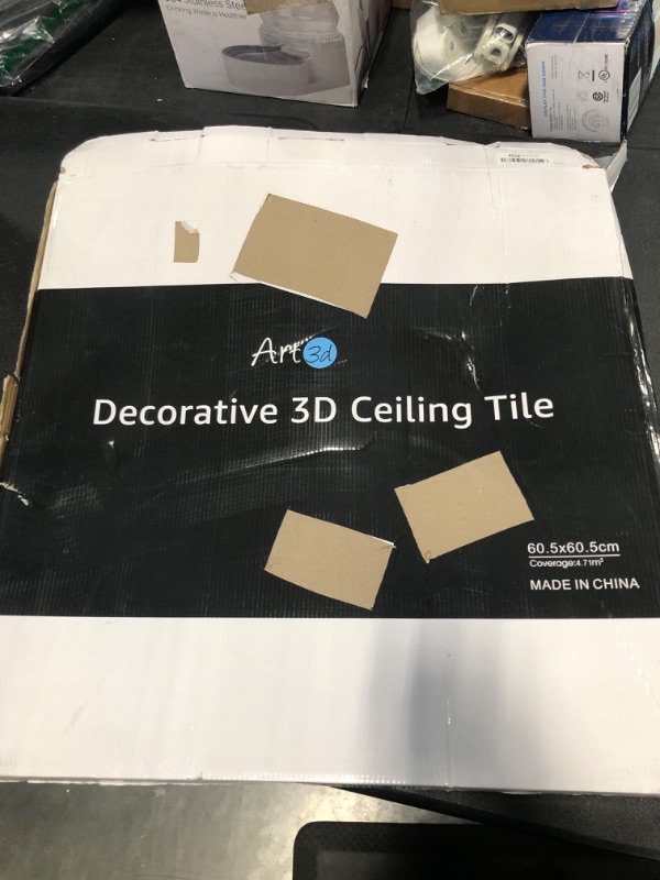 Photo 2 of Art3d 12-Pack Square Drop Ceiling Tile 2ft x 2ft in White, PVC Ceiling Panel 24 x 24in. 24*24 White 12