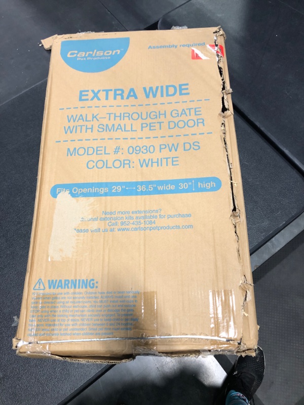 Photo 2 of Carlson Extra Wide Walk Through Pet Gate with Small Pet Door, Includes 4-Inch Extension Kit, Pressure Mount Kit and Wall Mount Kit