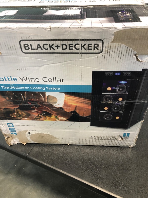 Photo 2 of BLACK+DECKER 8 Bottle Wine Fridge, Thermoelectric, Wine Fridge Small with Triple Pane Clear Glass Door, Mini Wine Fridge, BD60026 8 Bottles Clear Glass Door